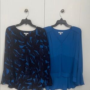 2 Halston Blue Women's Blouses Small Petite